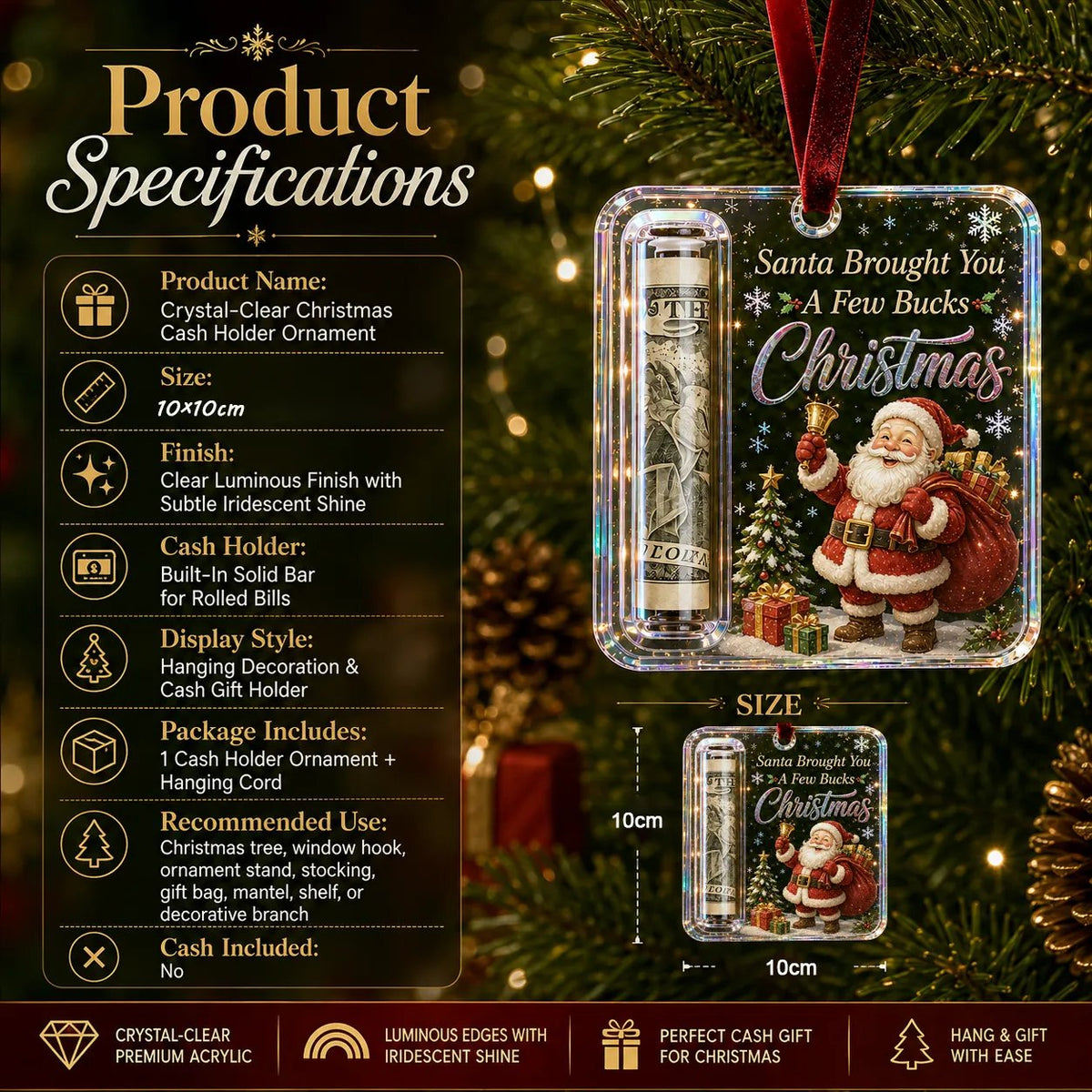 (🎁Last Day 49% OFF)🎄Christmas Cash Gift Ornament- Make Cash Feel Like A Real Christmas Gift💵