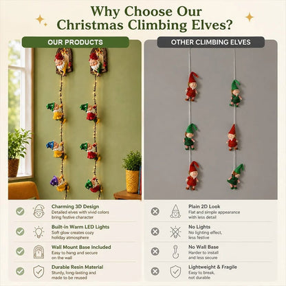 🎁Last Day 49% OFF - ✨🎅Handmade Climbing Gnome Christmas StringLights, Indoor OutdoorWall Hanging Holiday Decor🎄