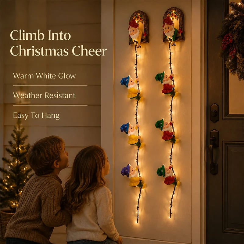 🎁Last Day 49% OFF - ✨🎅Handmade Climbing Gnome Christmas StringLights, Indoor OutdoorWall Hanging Holiday Decor🎄