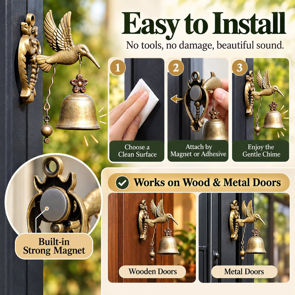 🎁Last Day 49% OFF - 🔔Vintage Animal Door Chime – Charming Metal Doorbell for a Cozy Welcome✨