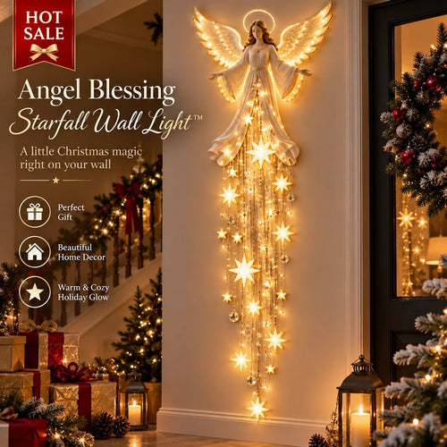 🎁Last Day 49% OFF - ✨Guardian Angel Starfall Cascade™ – Lighted Faith & Blessing Christmas Wall Decor✨