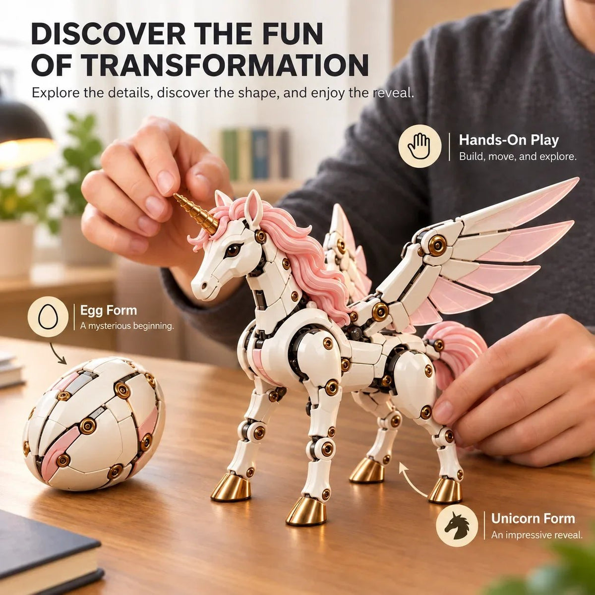 🎁Last Day 49% OFF - 🦄 2-in-1 Transformable Mechanical Unicorn Egg – Winged Fantasy Figure🥚