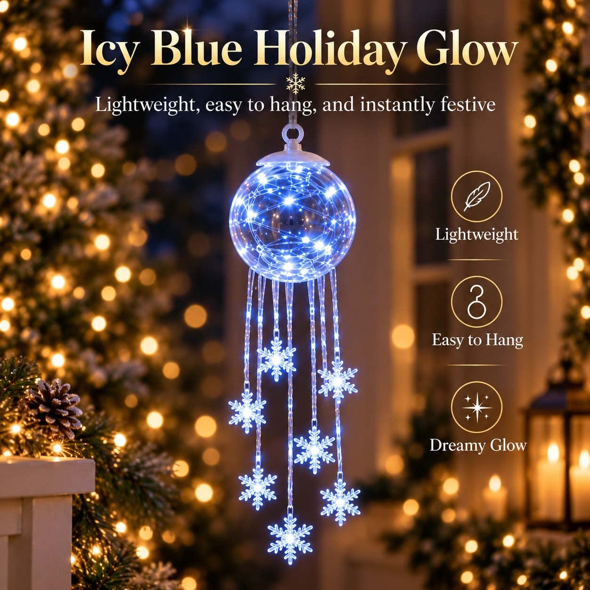 Winter Magic Snowflake Waterfall – Hanging LED Christmas Decorations❄️