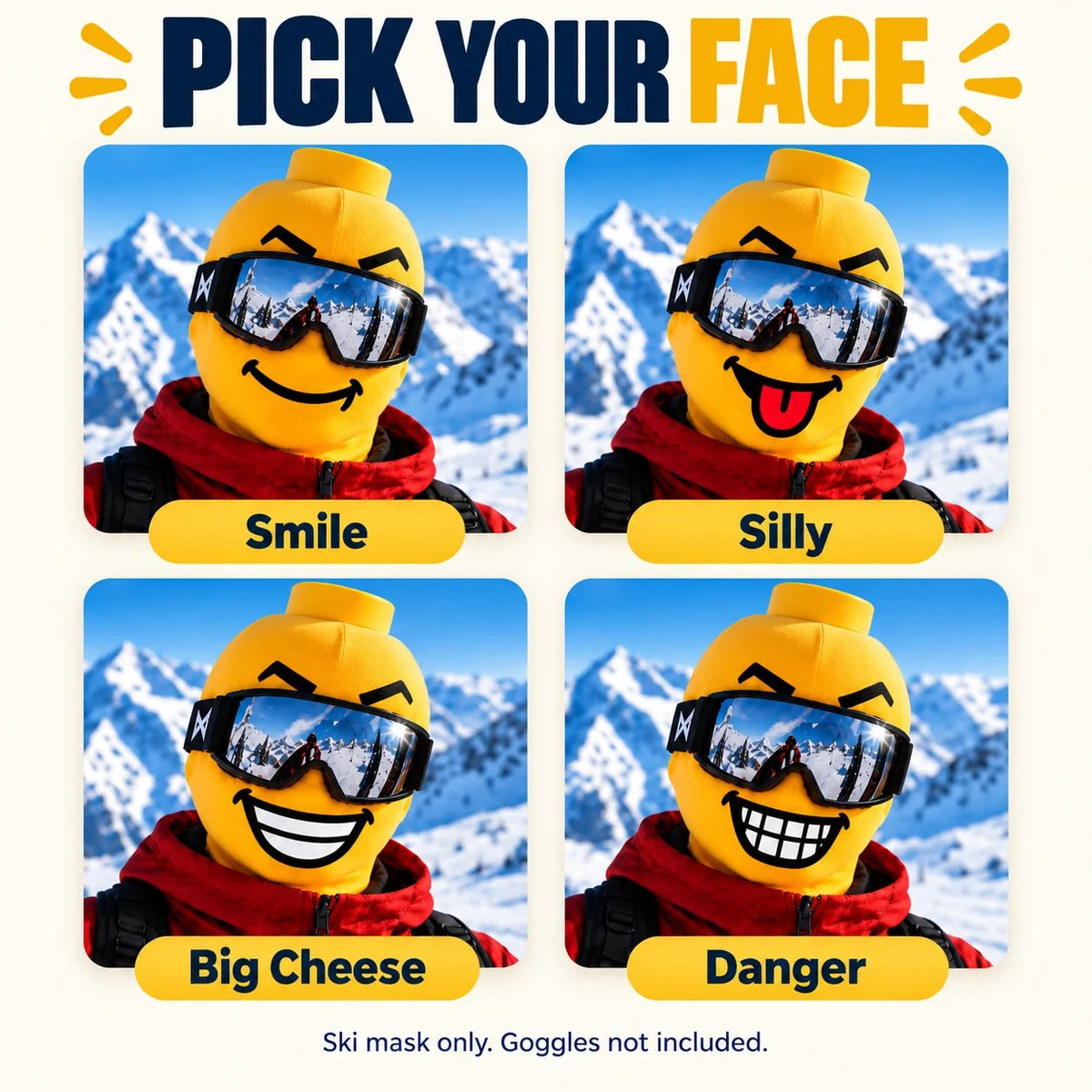 🎁Last Day 49% OFF - 🏂😎 Funny Face Ski Mask | Yellow Expression Balaclava✨
