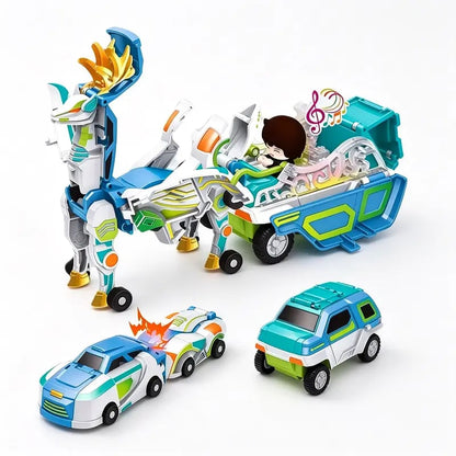 2-in-1 Magnetic Transforming Dragon Car Toy – Racing Car Set