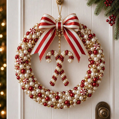 (🎁Last Day 49% OFF)🎄✨DIY Christmas Pearl Beaded Wreath Kit🌸
