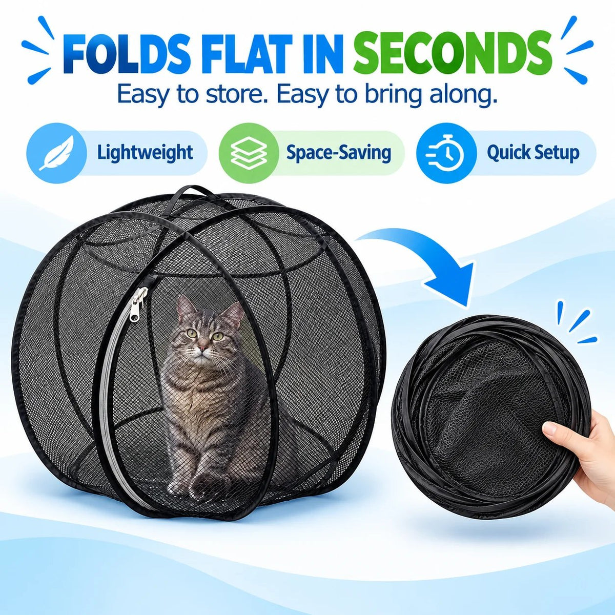 🐱🌿 FreshAir Cat HavenTM – Pop-Up Mesh Playpen