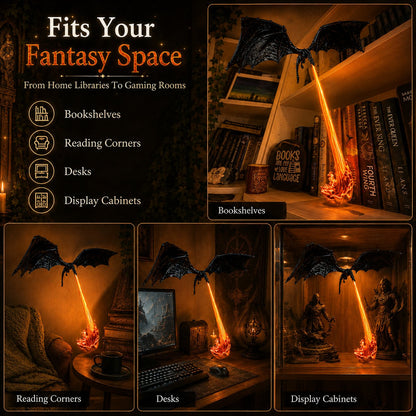 🎁Last Day 49% OFF - 🐉🔥Light-Up Dragon Fire Bookshelf Lamp💡