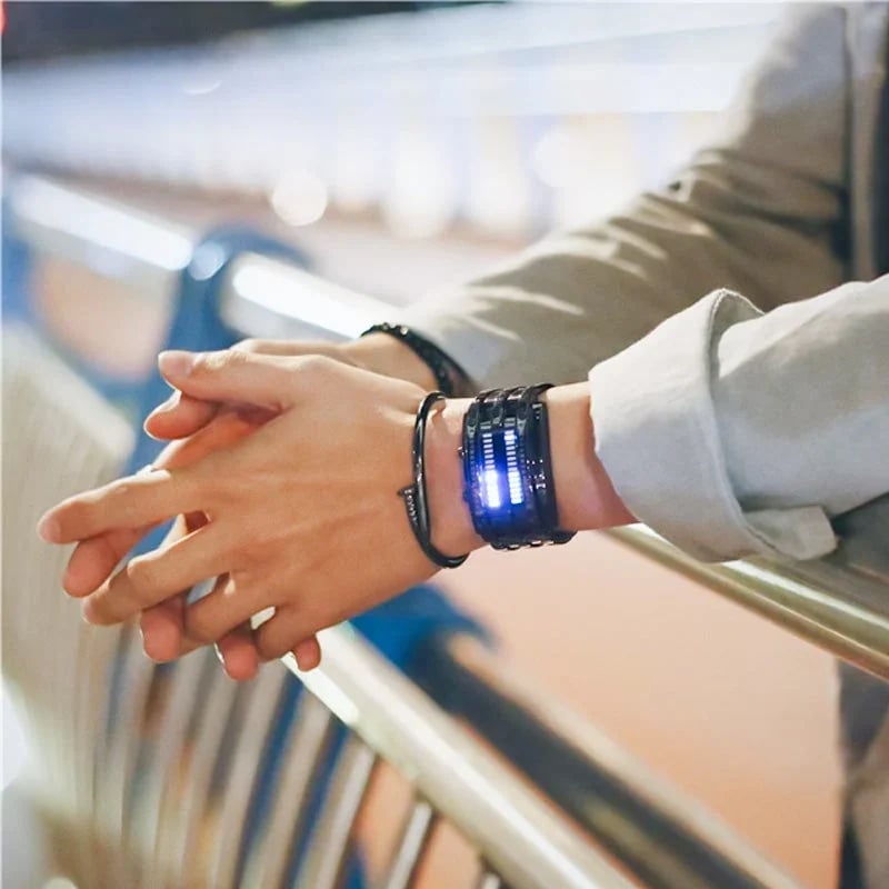 ⌚ 50% OFF NOW! ⏳ Men's Binary LED Watch – Stainless steel, blue light, sporty & water-resistant – modern style ⚡