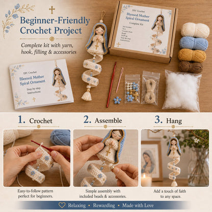 🔥Last Day 50% OFF -✝️DIY Crochet Blessed Mother Spiral Hanging Ornament Kit