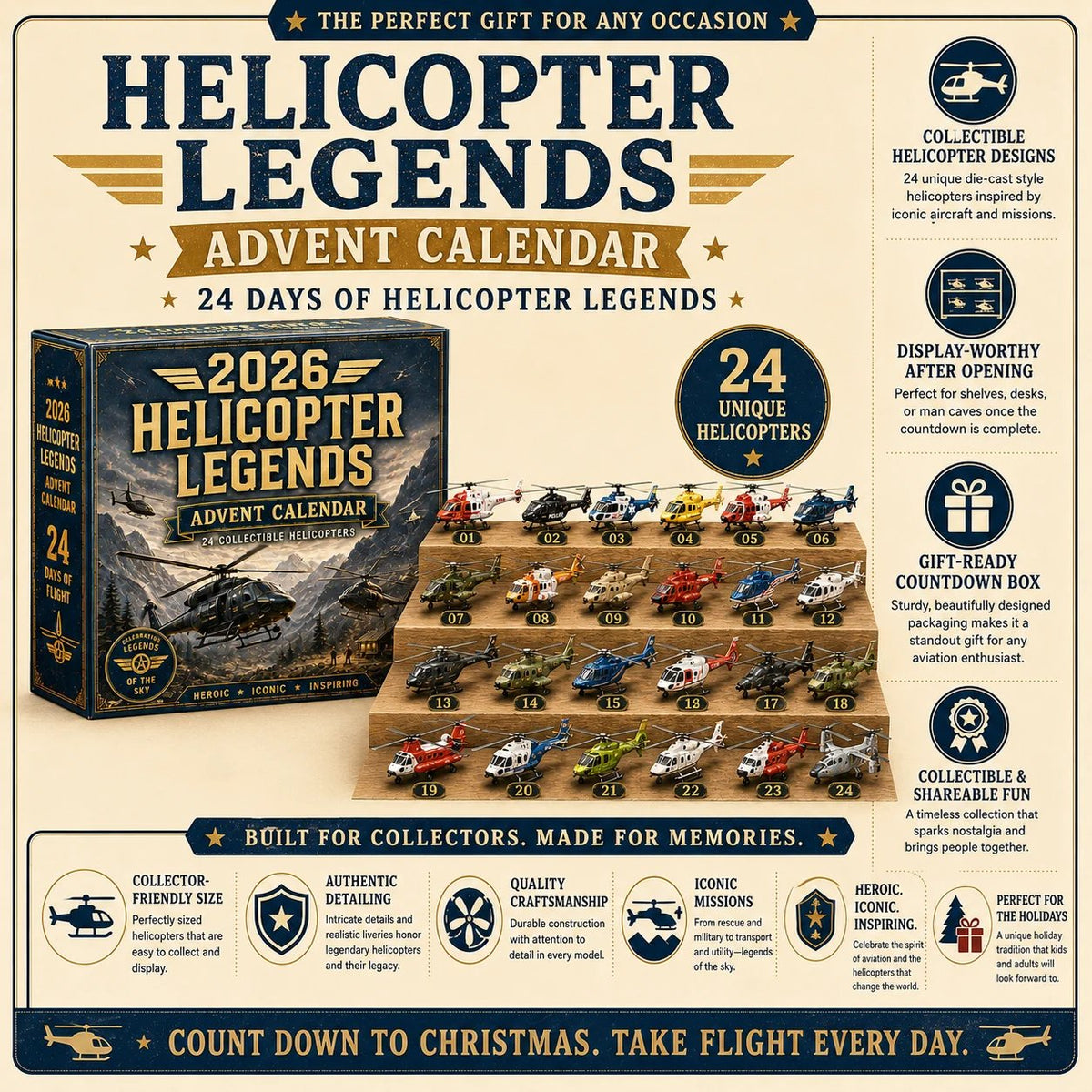 🎁Last Day 49% OFF - 🚁2026 Helicopter Legends Advent Calendar – 24 Days of Collectible Helicopter Surprises🎄