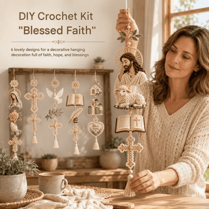 🎁Last Day 49% OFF - ✝️"Blessed Faith" DIY Crochet Kit – Hanging Decoration✨