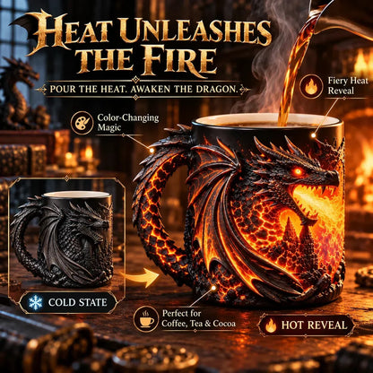 🔥 Last Day 49% OFF - 🐉 Dragonfire 3D Heat-Reveal Magic Mug | Add a Hot Drink. Awaken the Dragon.🔥