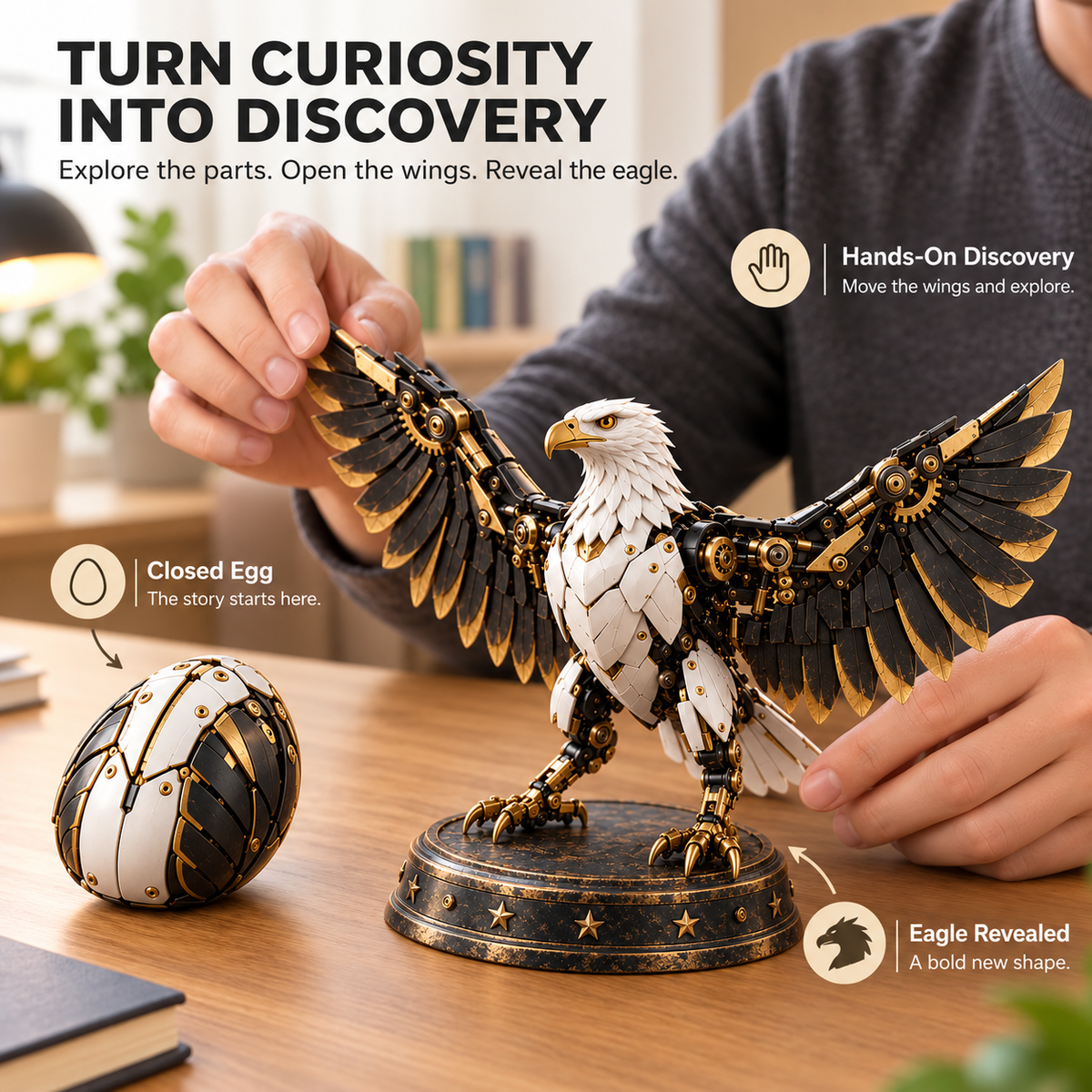 🎁Last Day 49% OFF - 🦅 Egg To Bald Eagle – 2-in-1 Transforming Mechanical Figure🥚