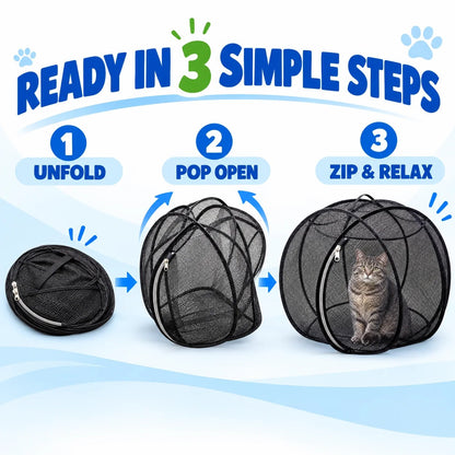 🐱🌿 FreshAir Cat HavenTM – Pop-Up Mesh Playpen
