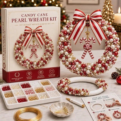 (🎁Last Day 49% OFF)🎄✨DIY Christmas Pearl Beaded Wreath Kit🌸