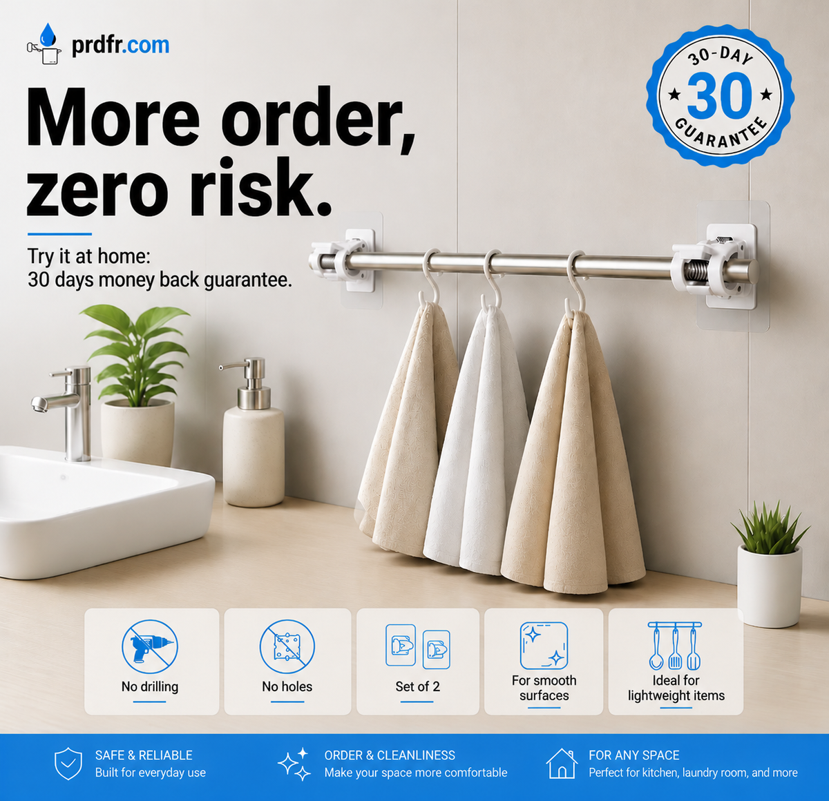🔥Nail-Free Adjustable Curtain Rod Hooks