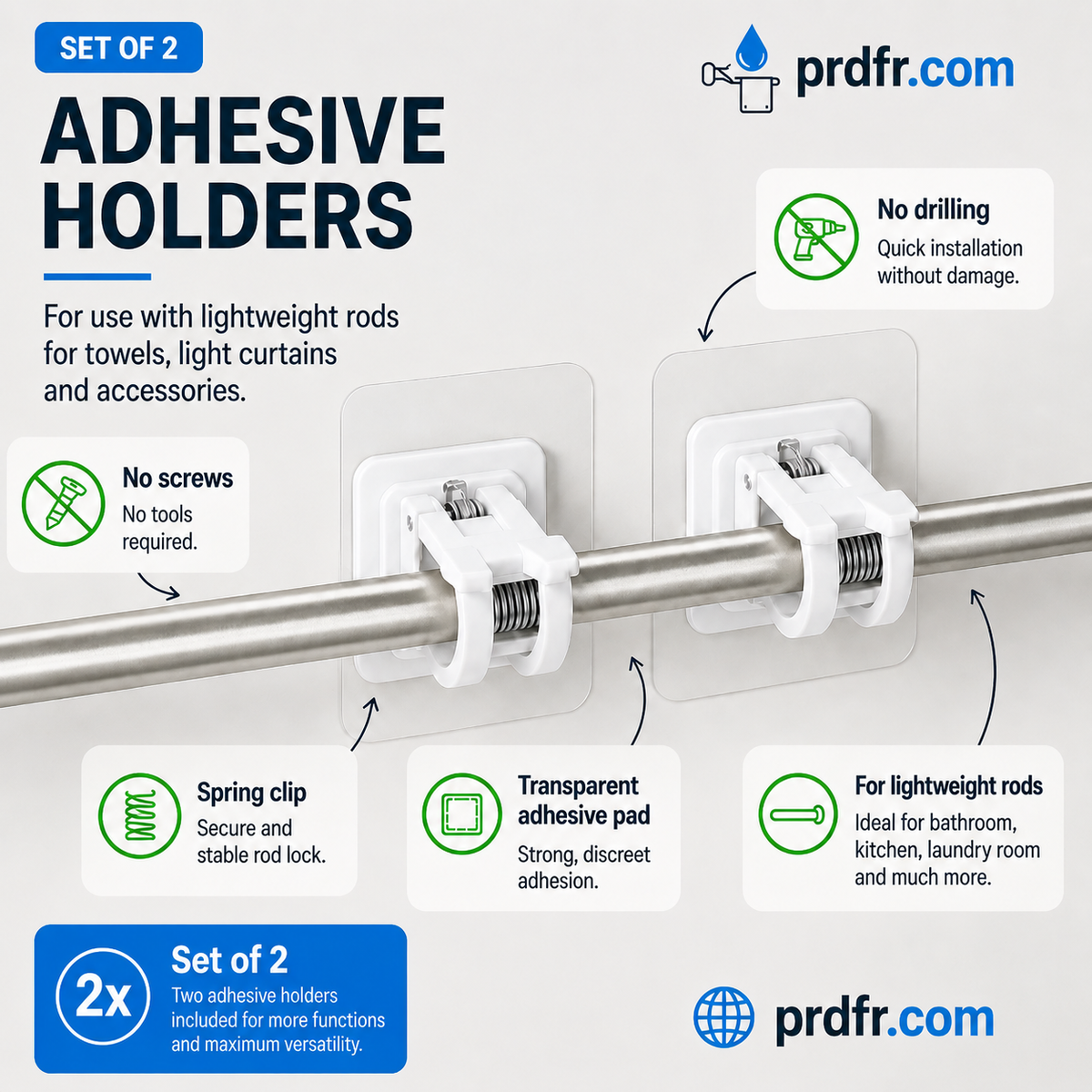 🔥Nail-Free Adjustable Curtain Rod Hooks