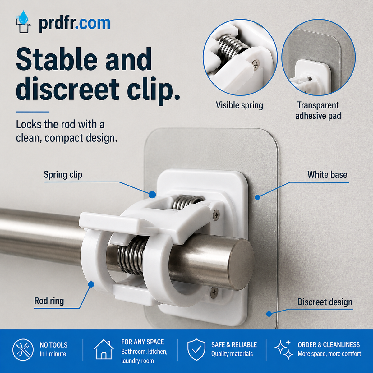 🔥Nail-Free Adjustable Curtain Rod Hooks