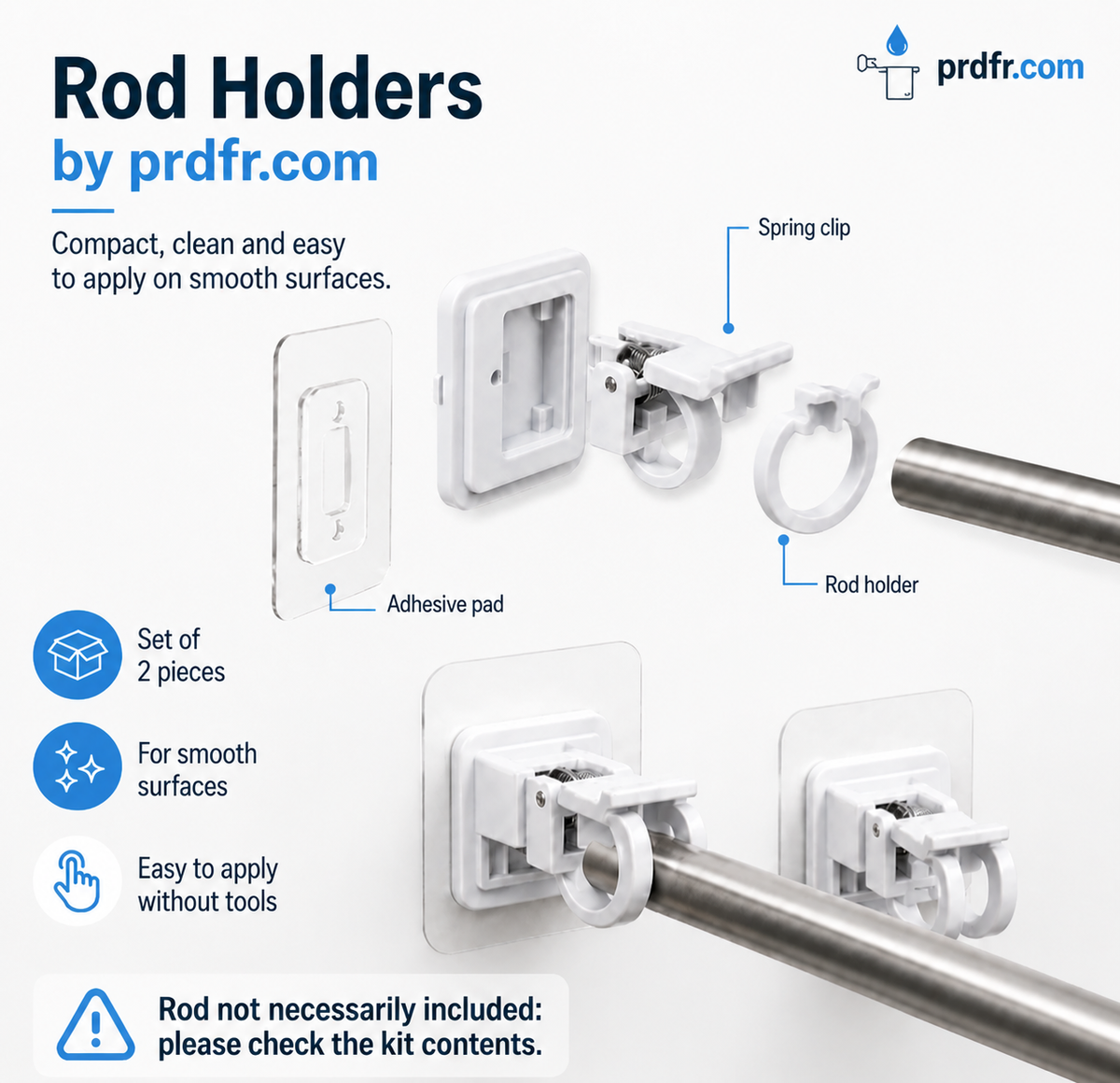 🔥Nail-Free Adjustable Curtain Rod Hooks