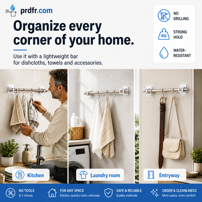 🔥Nail-Free Adjustable Curtain Rod Hooks