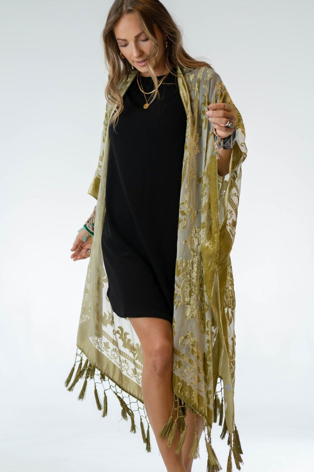 Crushin' On You Velvet Kimono - Lime