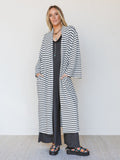 The Nest Venyx Striped Duster Cardigan - Cream Black