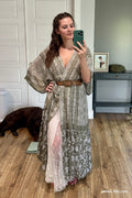 Paisley Tapestry Free Flow Duster Kimono - Olive