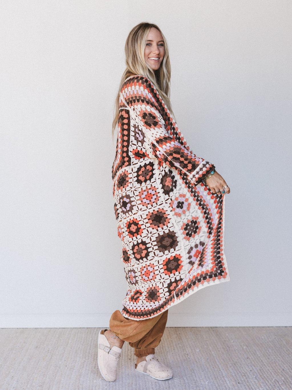 The Nest Soulful Wanderer Crochet Duster - Brown Multi