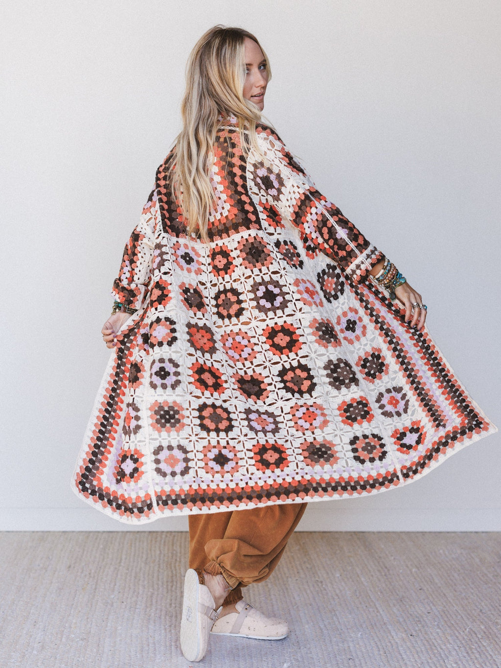 The Nest Soulful Wanderer Crochet Duster - Brown Multi
