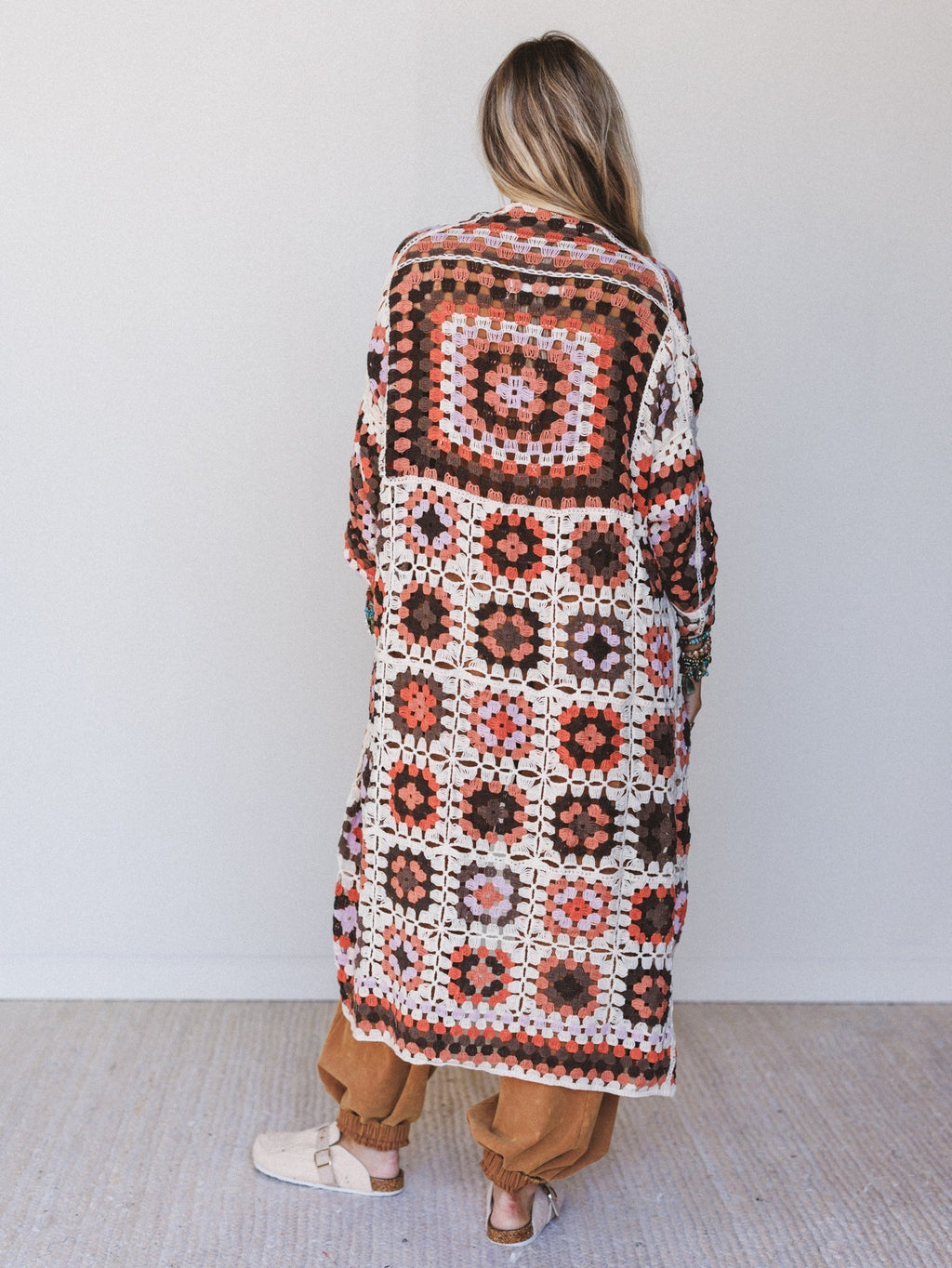 The Nest Soulful Wanderer Crochet Duster - Brown Multi