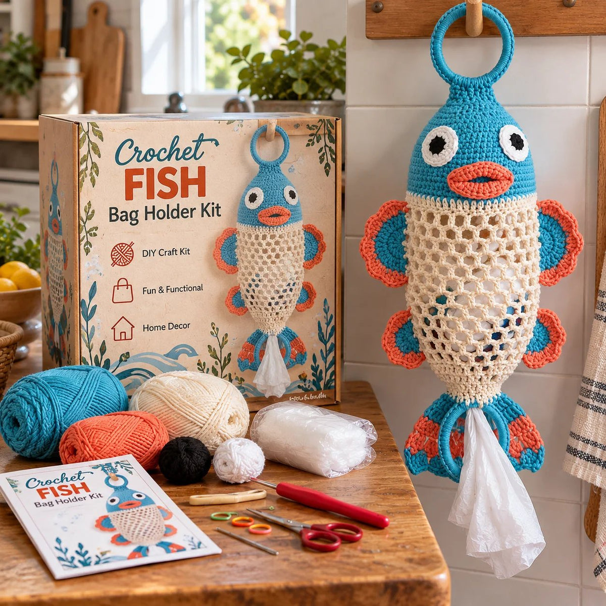 🎁Last Day 49% OFF - ✨Crochet Animal Bag Holder DIY Kit – Cute & Functional Hanging Storage Craft Kit🧵