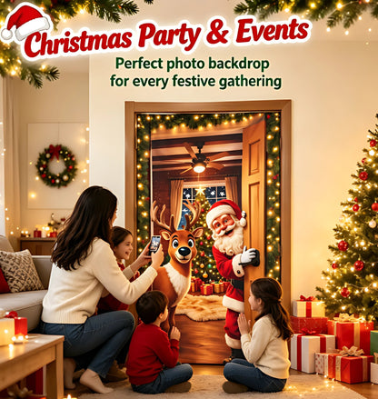 Christmas Santa Door Cover – Elastic Reusable Holiday Door Decoration