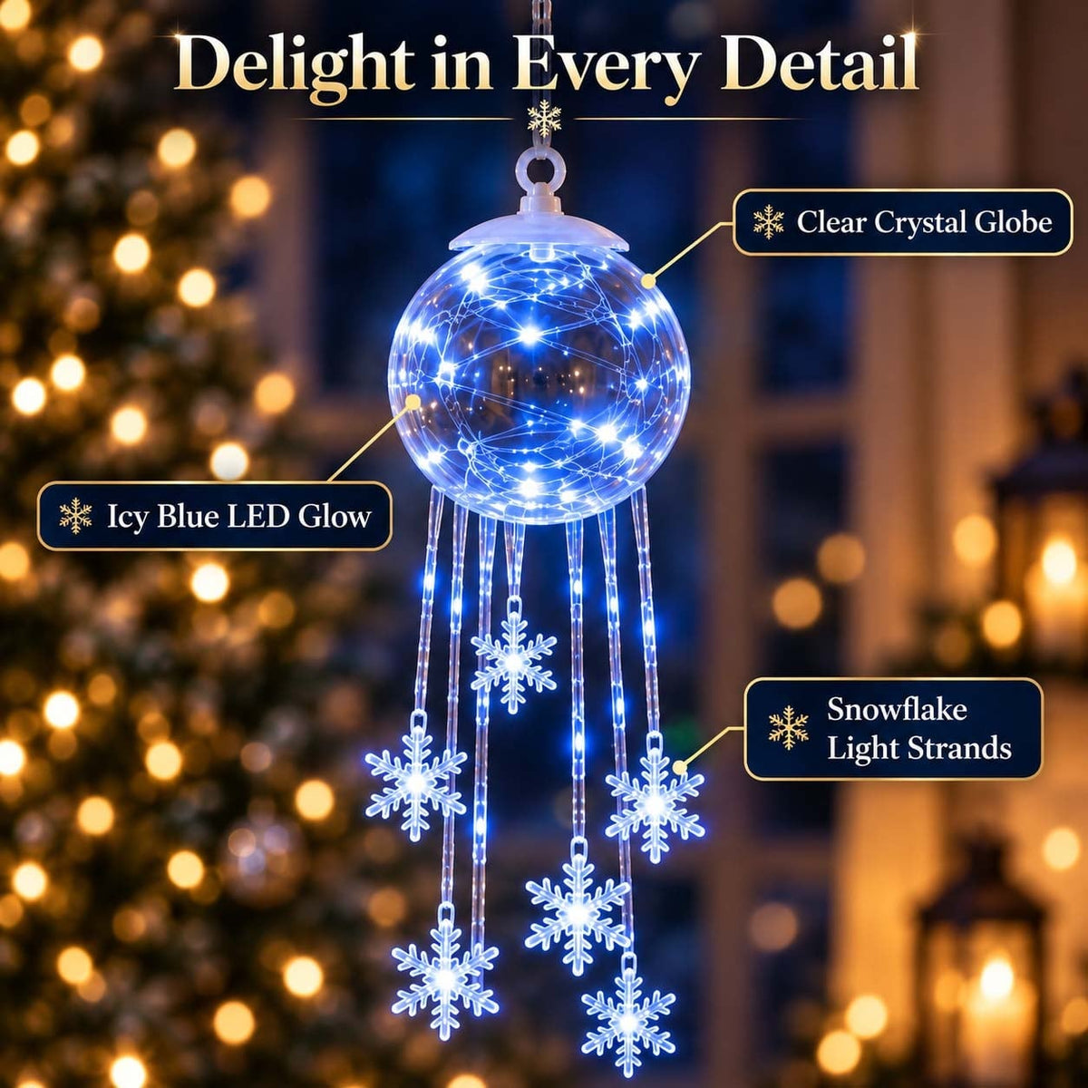 Winter Magic Snowflake Waterfall – Hanging LED Christmas Decorations❄️