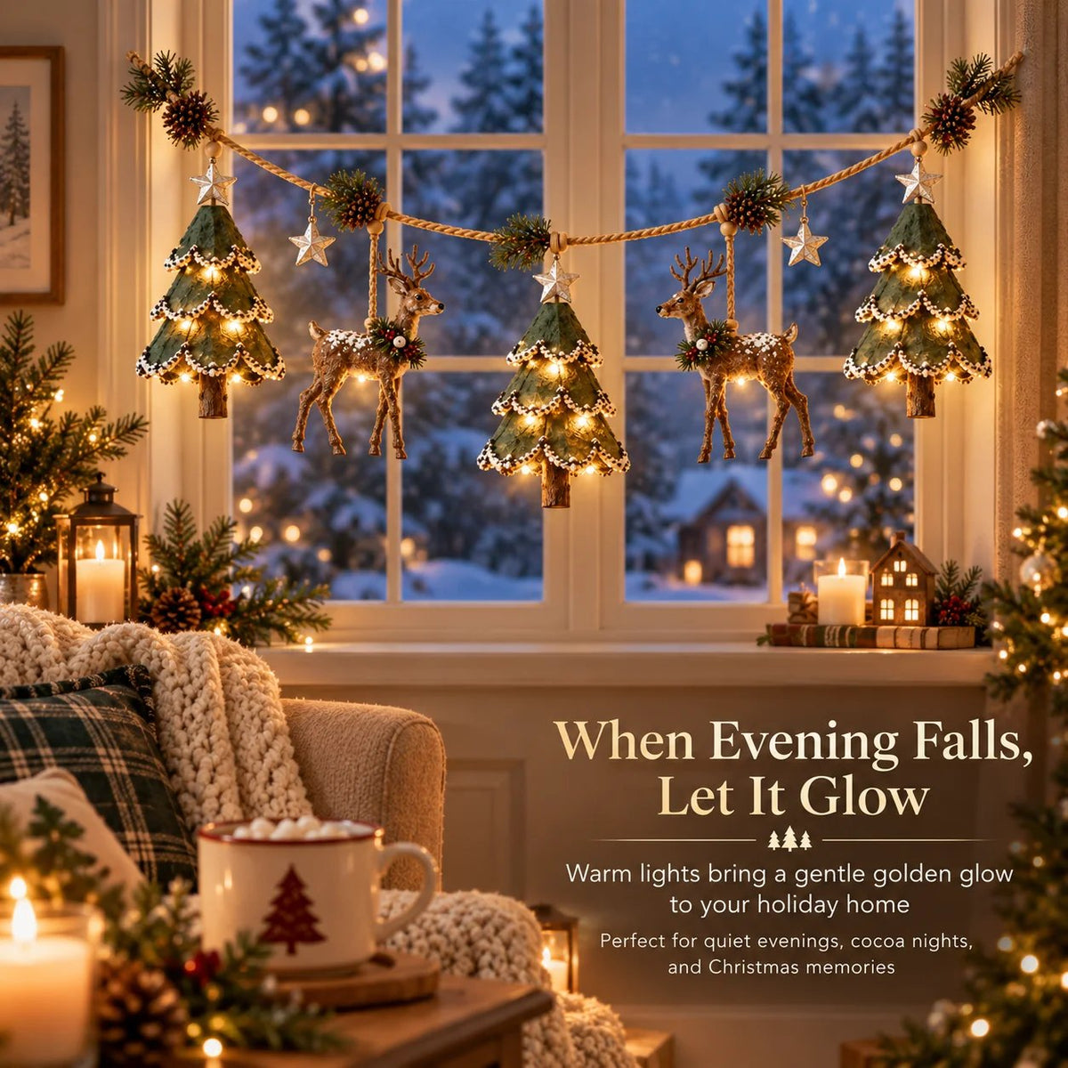 ⏰ LAST DAY 49% OFF - 🎄Lighted Woodland Christmas Garland🦌