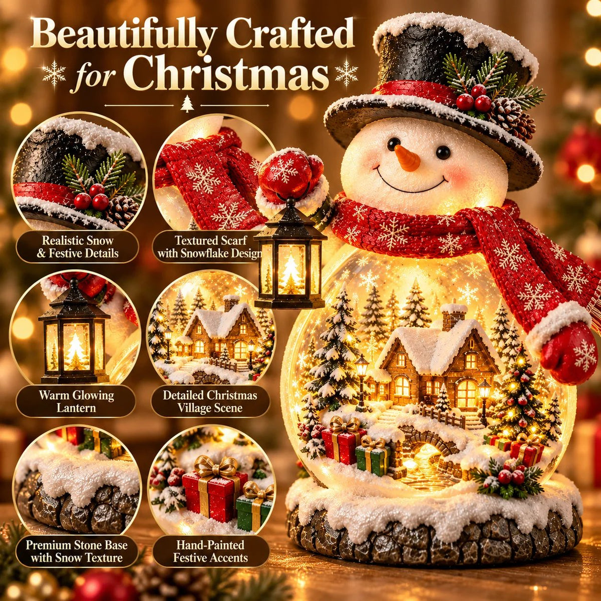 🎁Last Day 49% OFF - ⛄ Christmas Village Snowman Glow – Lighted Holiday Tabletop Décor✨