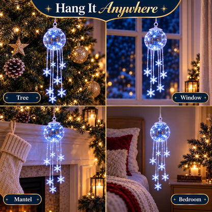 Winter Magic Snowflake Waterfall – Hanging LED Christmas Decorations❄️