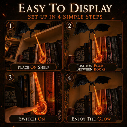 🎁Last Day 49% OFF - 🐉🔥Light-Up Dragon Fire Bookshelf Lamp💡