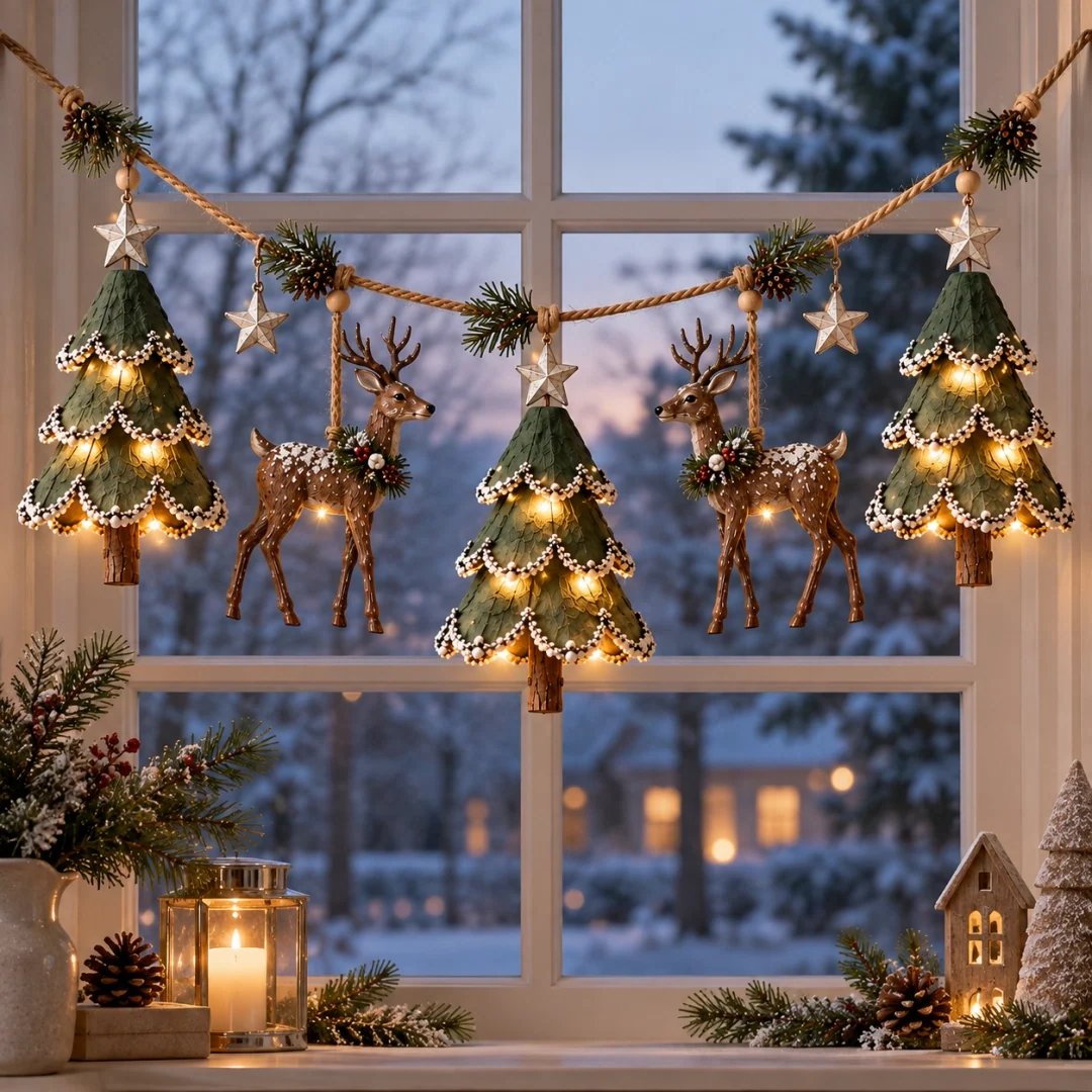 ⏰ LAST DAY 49% OFF - 🎄Lighted Woodland Christmas Garland🦌