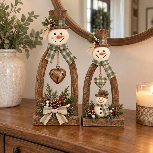 🤎 Rustikales Vintage-Schneemann-Tischdeko-Set ☃️