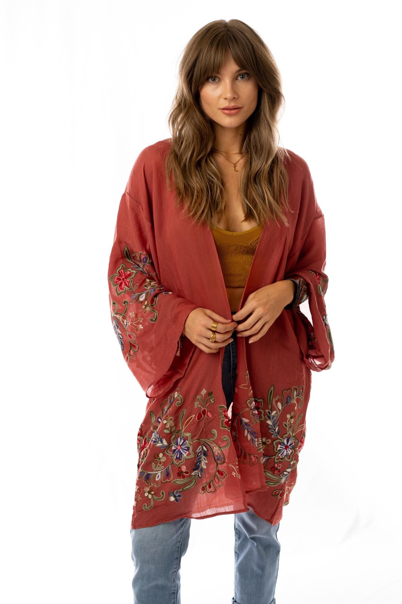 Fun In Florals Kimono - Plum