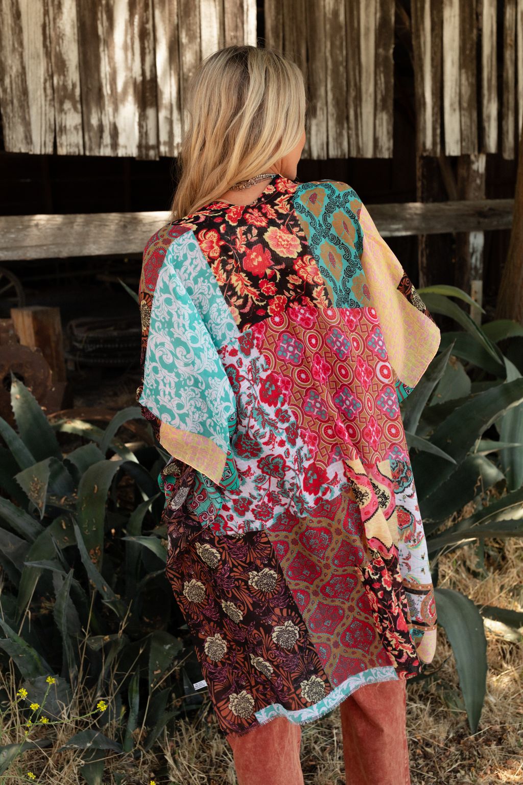Seven Seas Patchwork Print Kimono - Mint