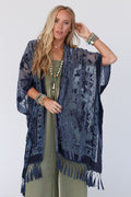Crushin' On You Velvet Kimono - Navy Blue